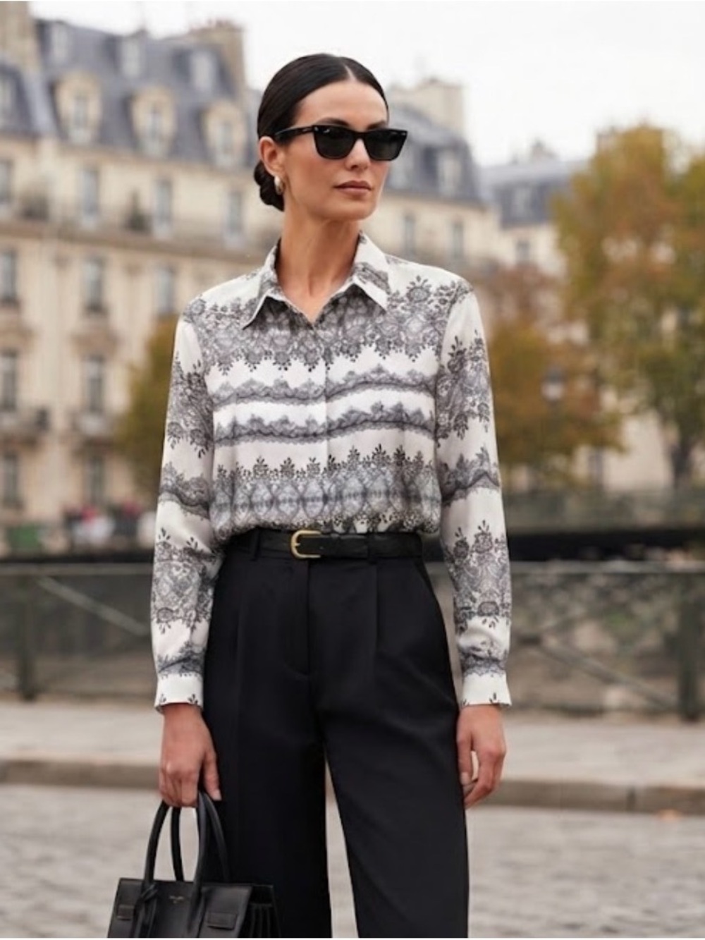 Metaphor Black & White Printed Button-Down Shirt size Xl